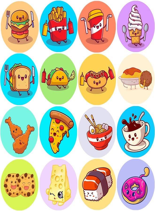 Hohamn 600 Pcs Food Stickers Roll for Kids 1.5 Inch 16 Styles Food Snack Stickers for Kids Boys Girls Birthday Party School Reward Giveaways - Image 1